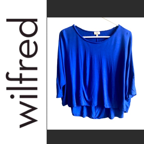 WILFRED royal blue high-low slouchy cropped top L! - Picture 1 of 5